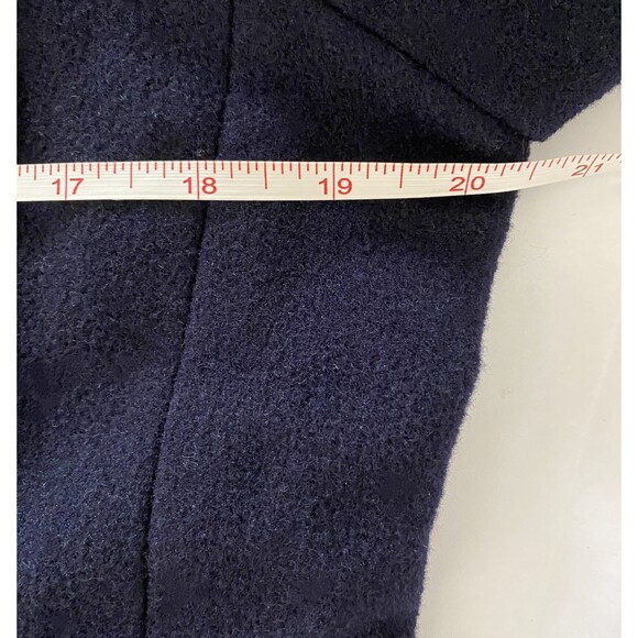 VTG J Crew Wool Blend Bomber Jacket Navy Blue Zip Front Long Sleeve Officecore M - Picture 4 of 10